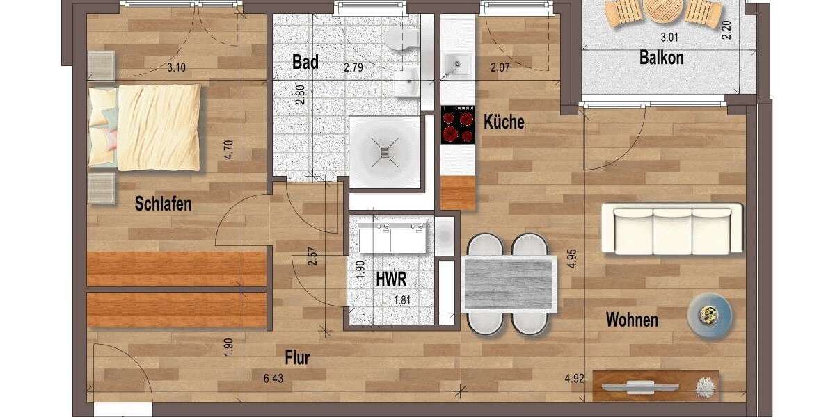 Etagenwohnung Mönchengladbach Westend - 2 Zimmer, 71 m&sup2;, 982&euro; | Angebot:27426356