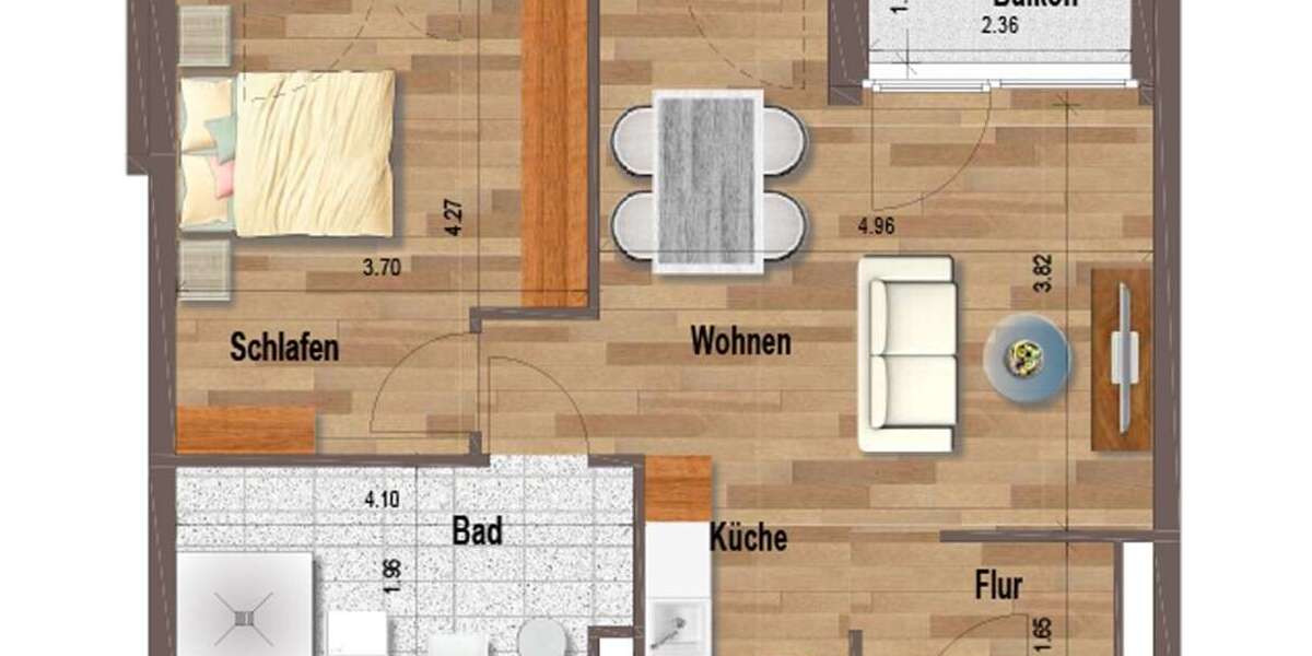 Etagenwohnung Mönchengladbach Westend - 2 Zimmer, 54 m&sup2;, 744&euro; | Angebot:27426359